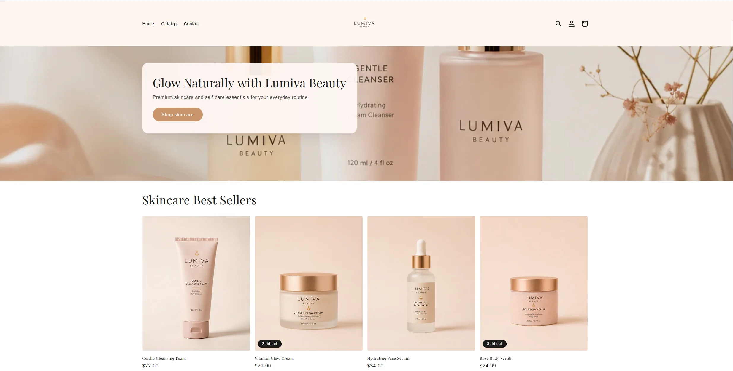 Lumiva Beauty — Shopify Skincare E-commerce Store